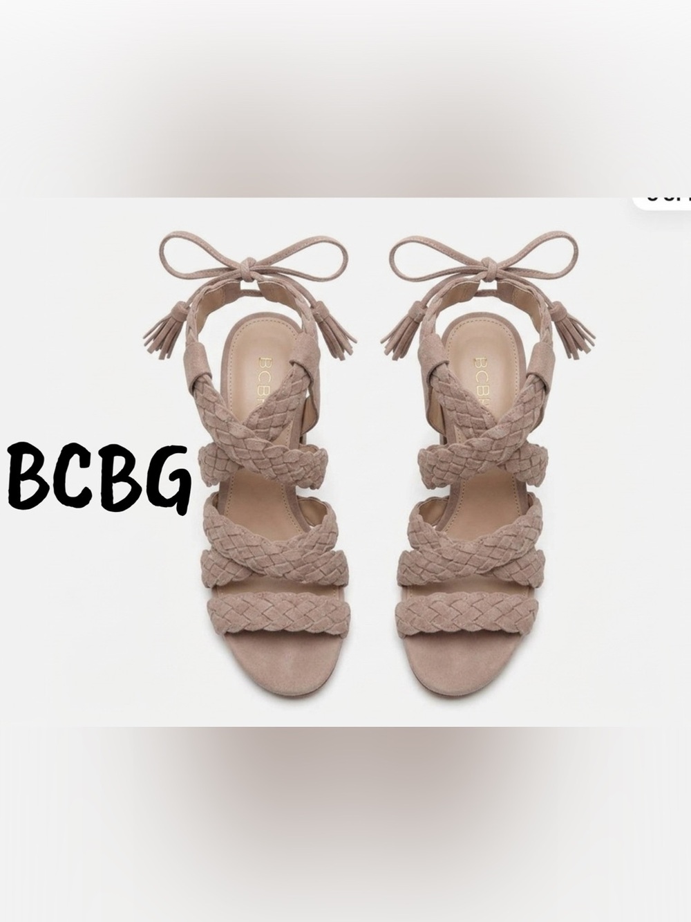 BCBGeneration Ledina braided suede ankle tie‎ heels Brand new size 6!M